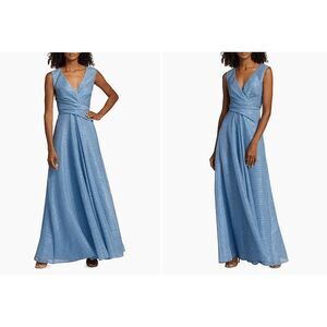 Talbot Runhof Metallic Voile Sleeveless Gown Size US 12 $1695